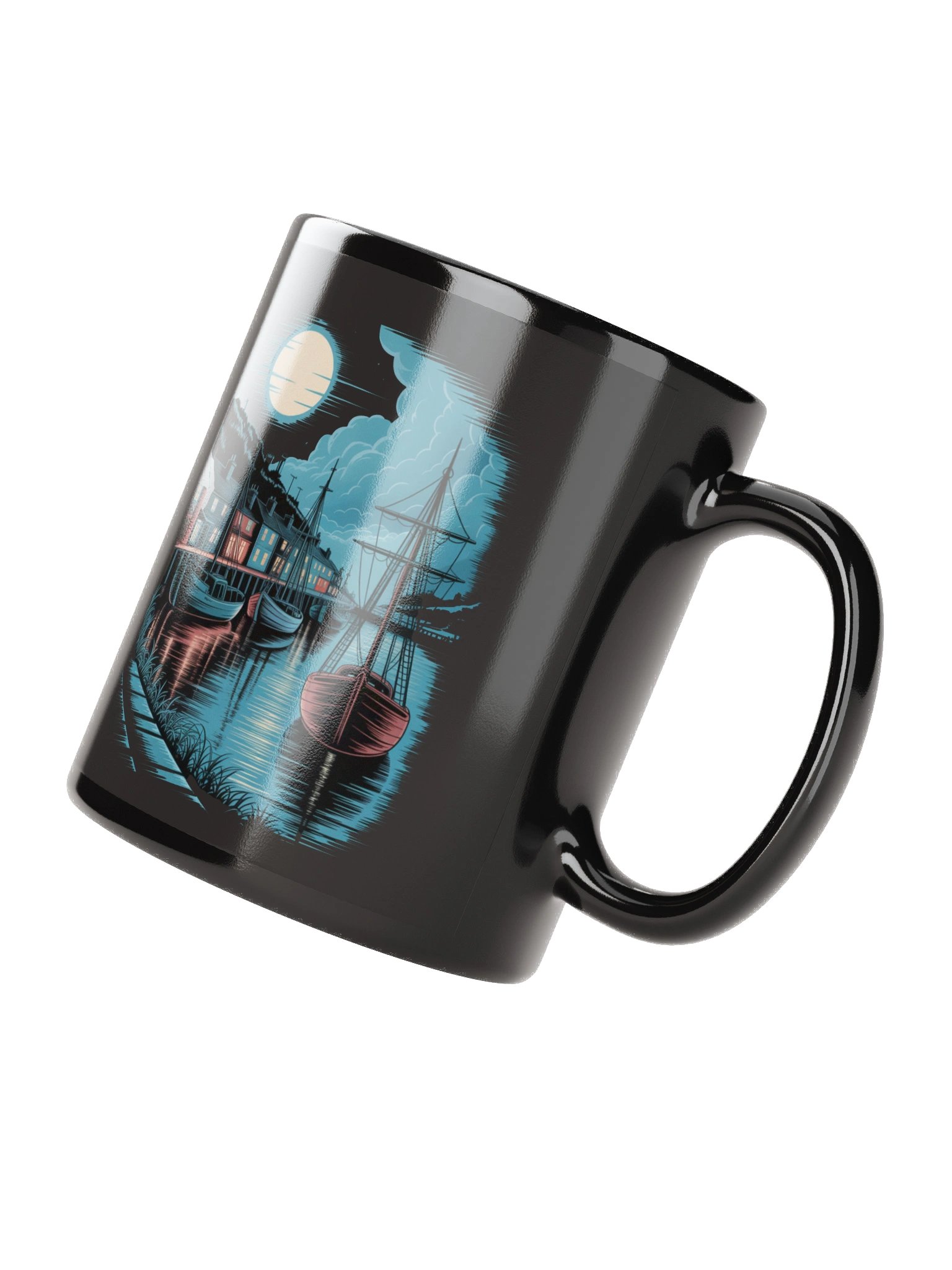 Moonlit Cornish Harbour Mug product image (3)