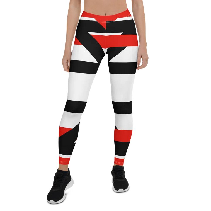 Black/Red/White Bent Line Leggings product image (1)