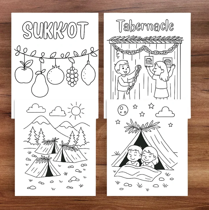 10 Sukkot Coloring Pages for Kids and Families (Digital) product image (2)