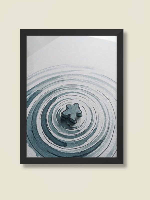 Minimalist Watercolor Meeple on the Water Board Game Room Poster - FRAMED product image (1)