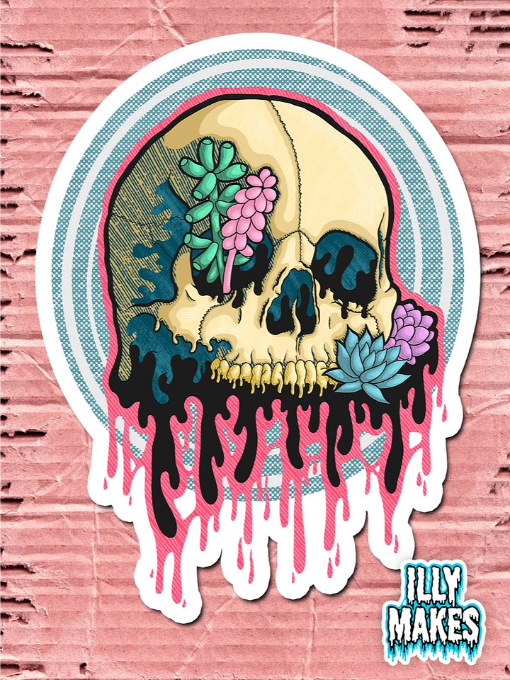 Drippy Succulent Skull II Sticker product image (1)