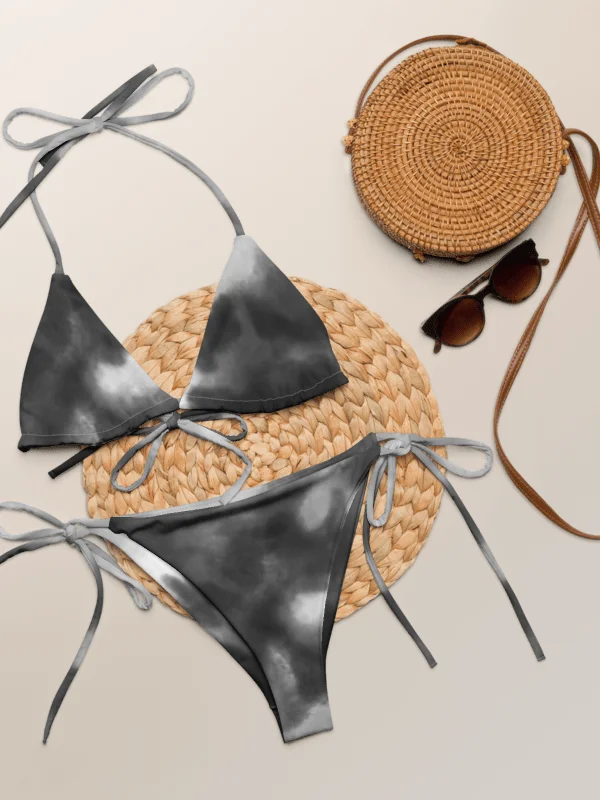 His House String Bikini Set - B&W Tie Dye product image (6)