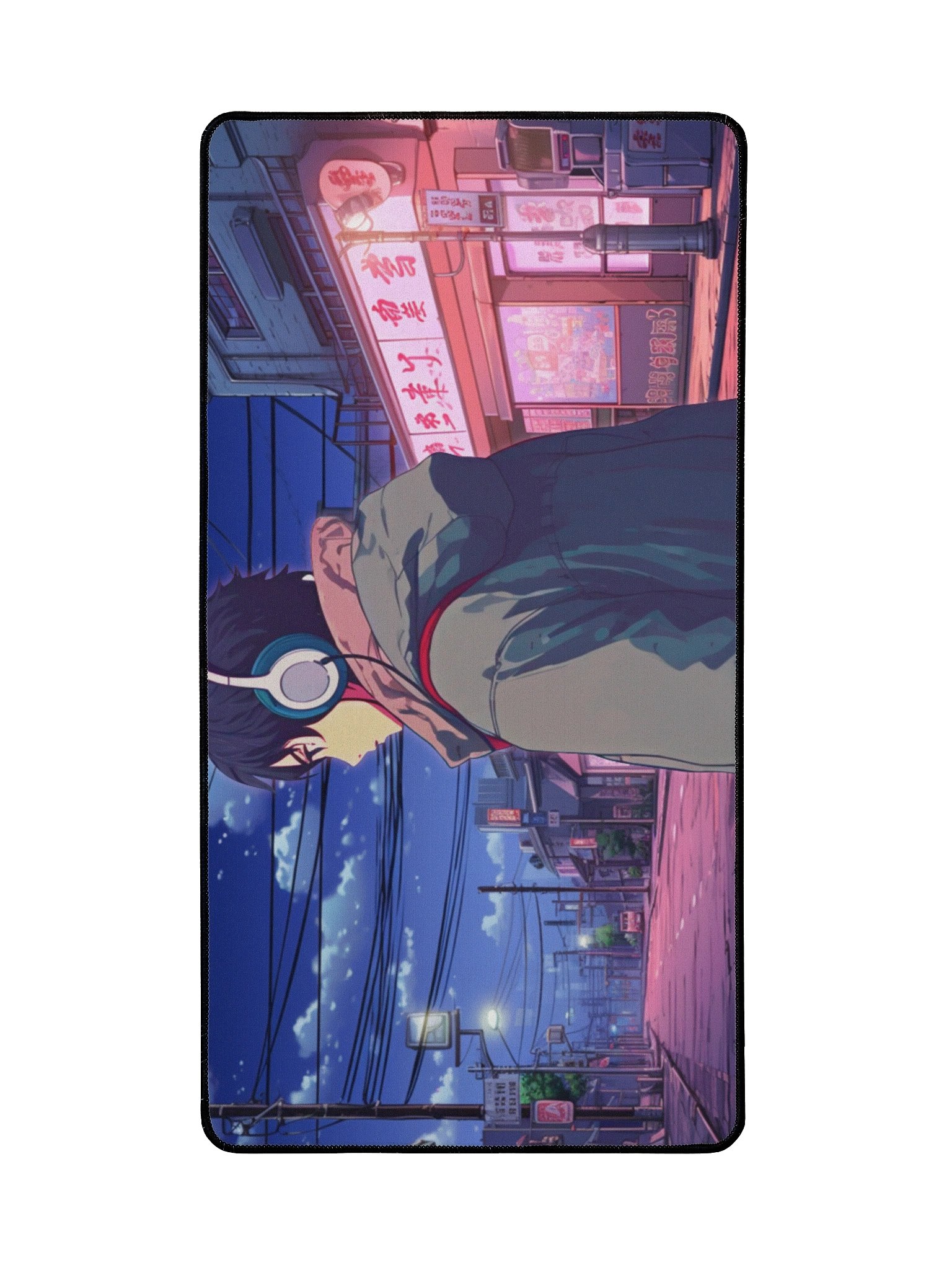 Lo-Fi Anime Night Street Large Desk Mat (15.5
