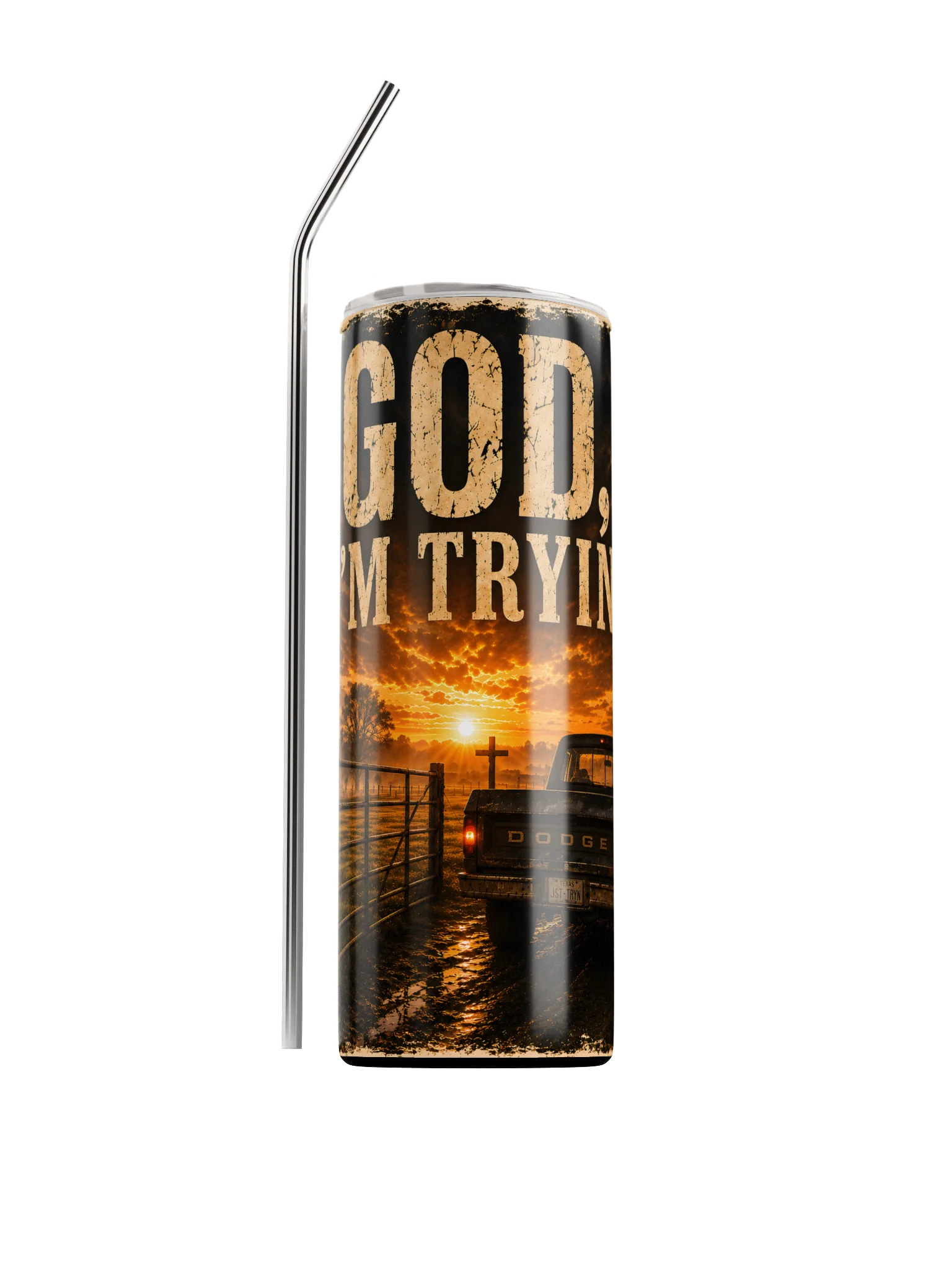 God, I'm Trying Stainless Steel Tumbler product image (2)