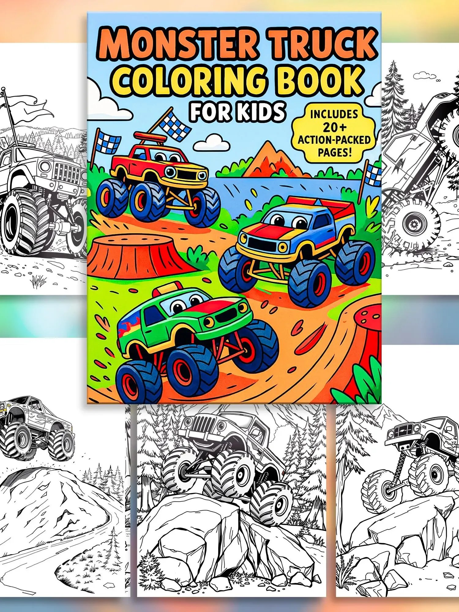 Monster Truck Coloring Book for Kids – 20+ Fun Pages with Big-Wheel Trucks and Stunt Scenes product image (1)