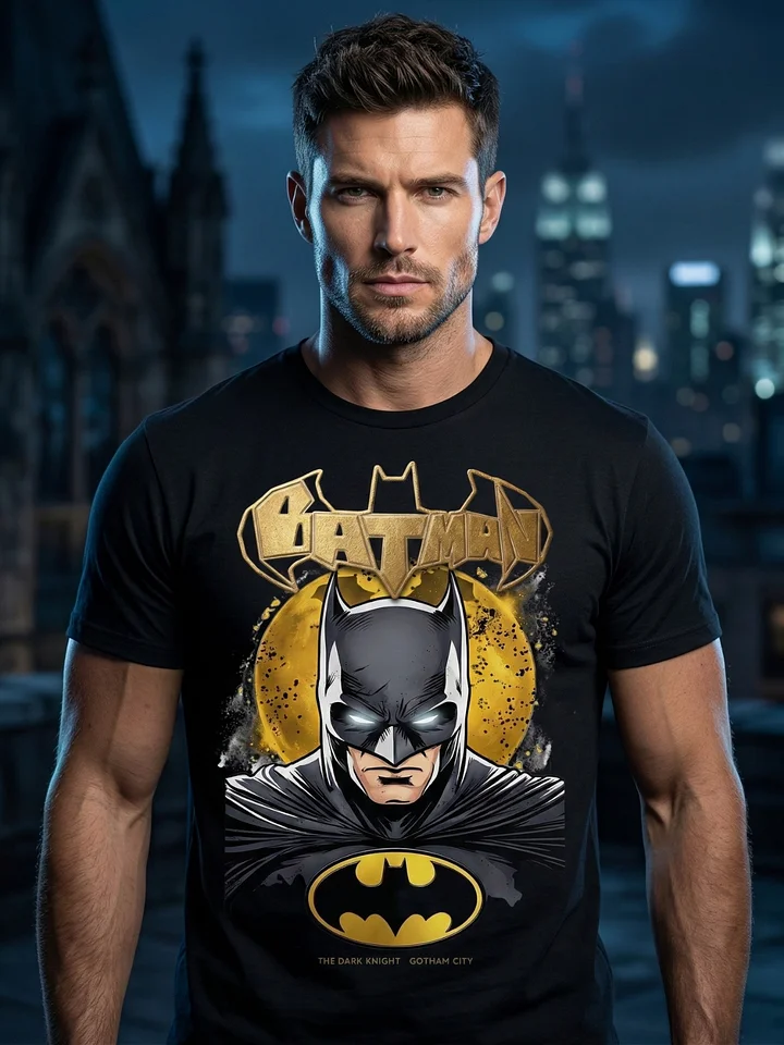 Batman Dark Knight T-Shirt | Gold Splatter Moon Portrait | 40th Anniversary Gotham product image (1)