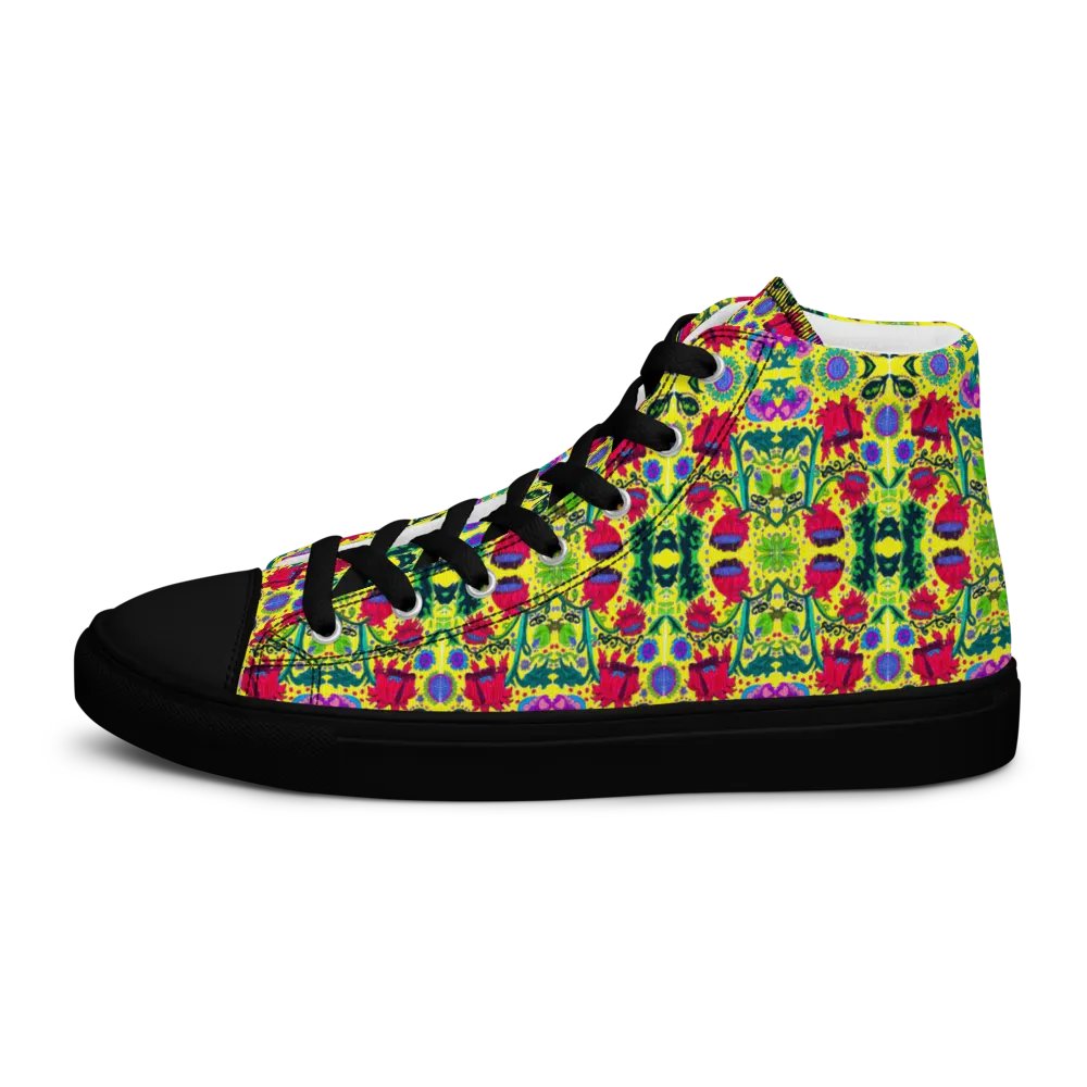 Abstract Poppy Flowers Ladies High Top Canvas Shoes product image (9)