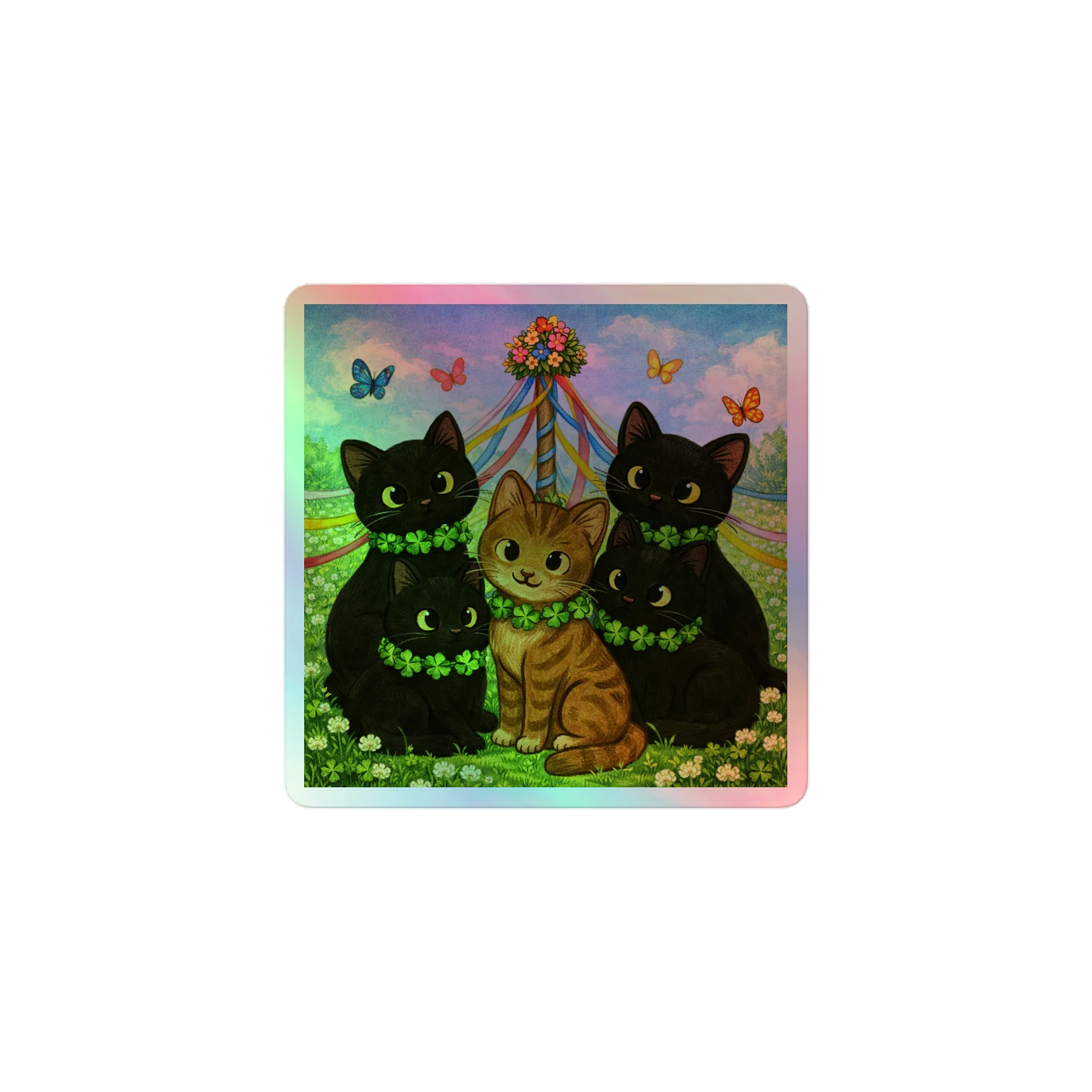 Cat brigade Spring Holographic Sticker Pack product image (1)