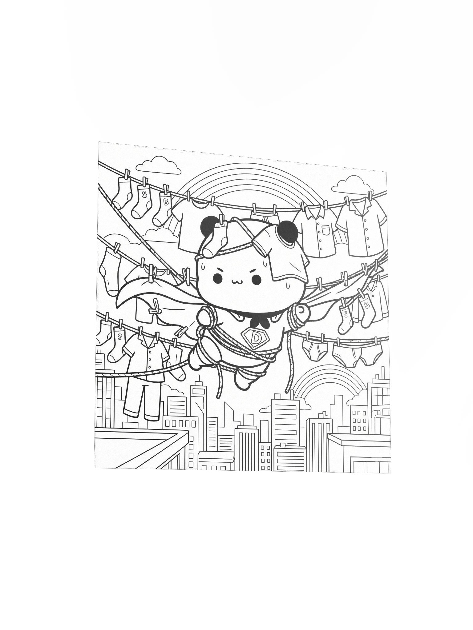 Laundry Day Hero - Minimalist Kawaii Panda Line Art product image (12)