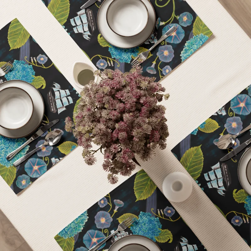 Heritage Revival Tall Ships Serpentine Pattern | Placemats – Set of 4 | MONIQUE FAELLA DESIGNS™ product image (2)