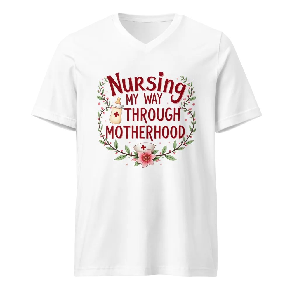 Nursing My Way Through Motherhood V-Neck Tee product image (5)