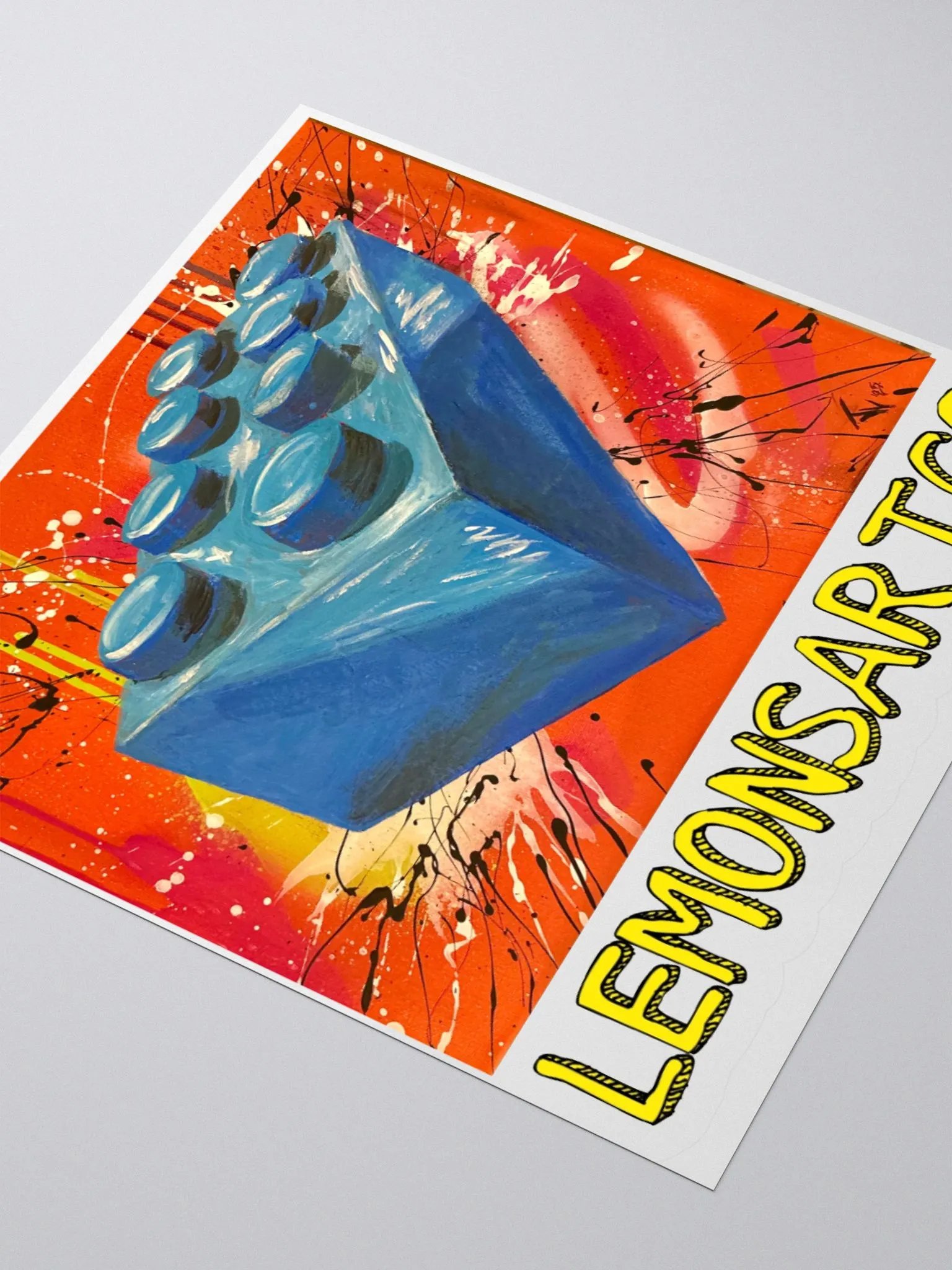 POP Brick (Blue Brick/Red Background) Sticker product image (3)