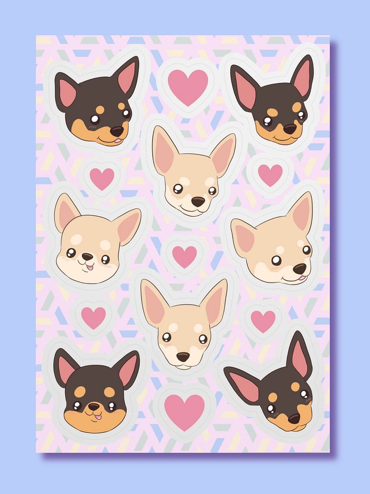 Chihuahua Love Kiss Cut Sticker Sheet product image (1)