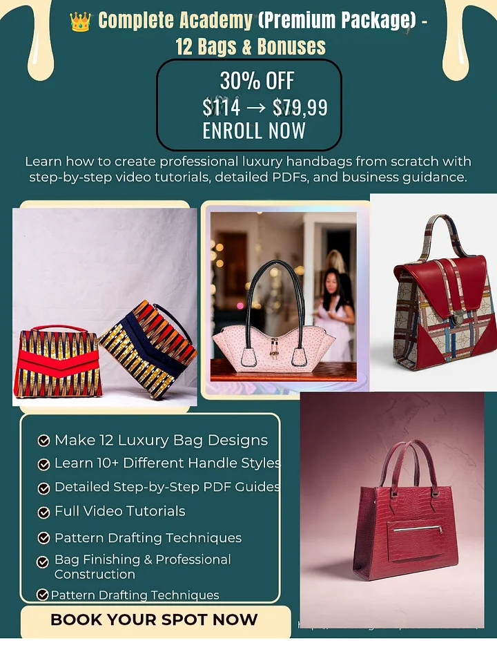 👑 Complete Bag Making Academy (12 Luxury Bags) product image (1)