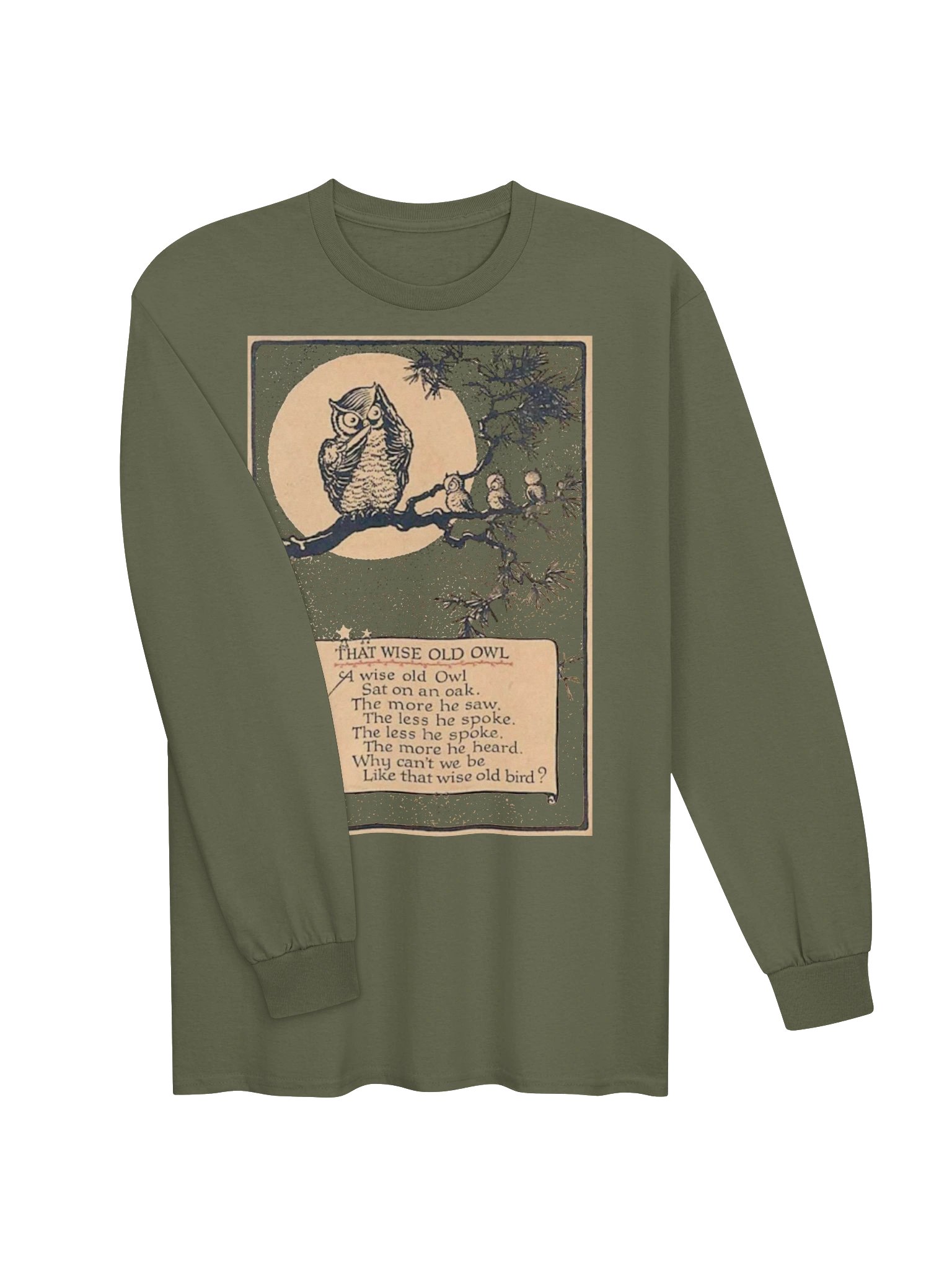 WISE OLD OWL Poem Unisex Cotton Long Sleeve Shirt product image (3)