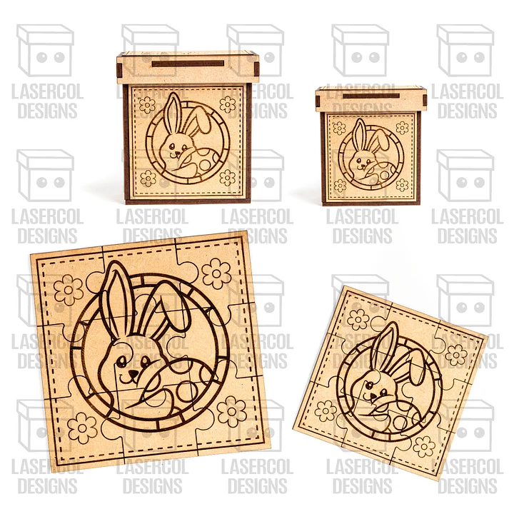 Easter Bunny Puzzle With Box Set 1 (2 Sizes) - Laser Cut Files product image (2)