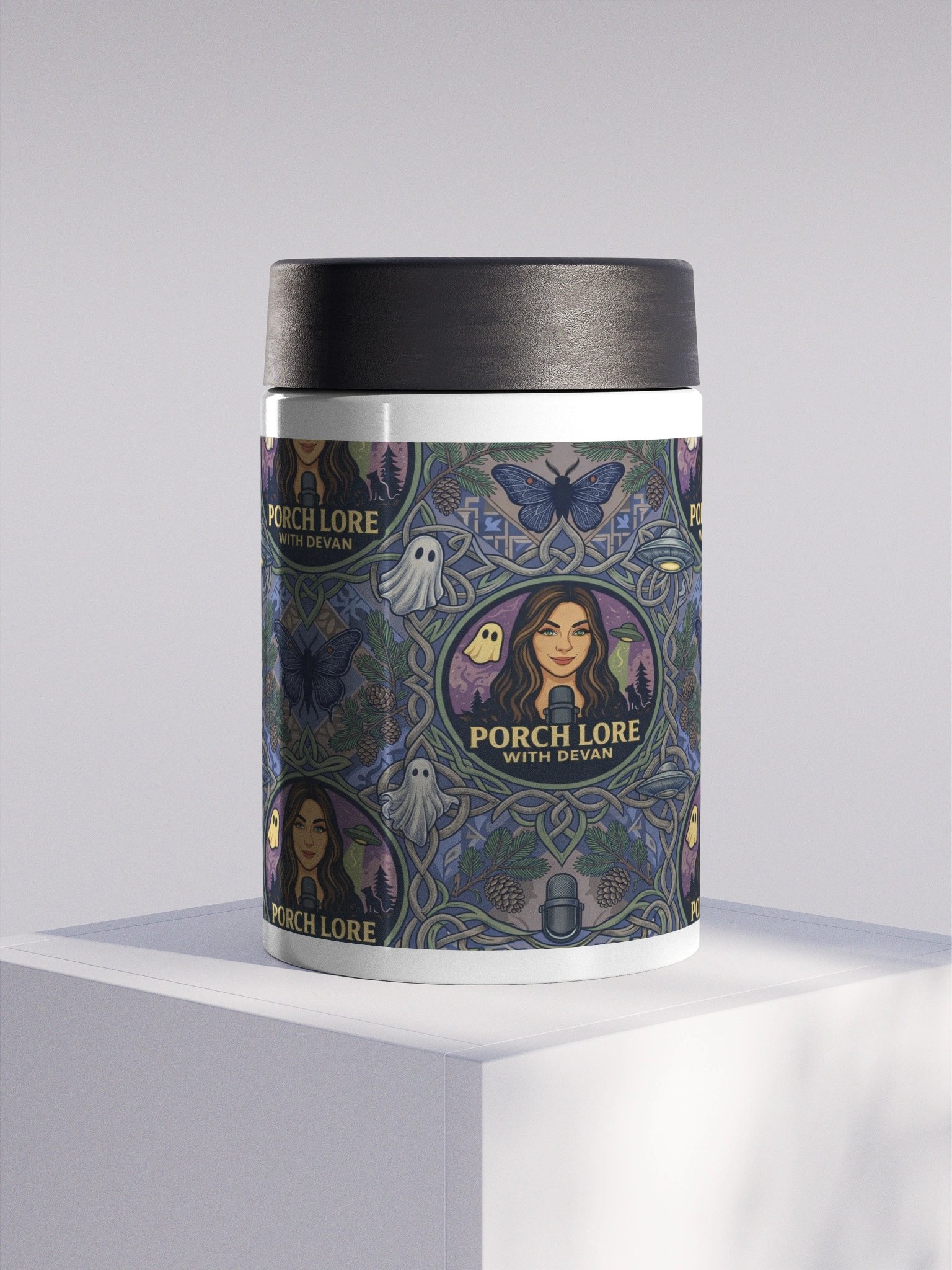 PORCH LORE DEVAN PERIWINKLE MOTH STAINLESS STEEL KOOZIE product image (1)