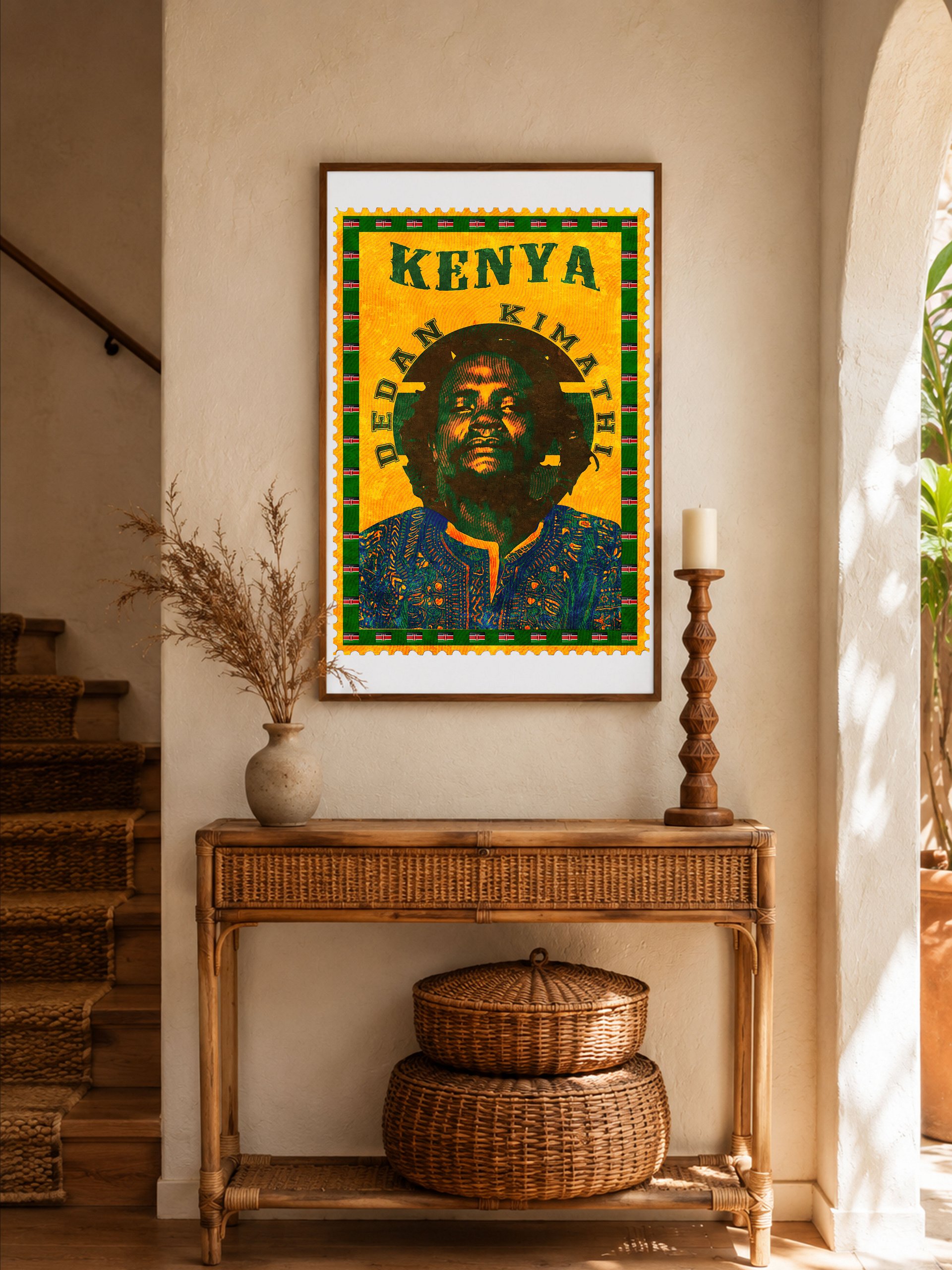 Dedan Kimathi Vintage Postage Stamp Poster | Kenya Mau Mau Freedom Fighter Wall Art | Pan-African History Print product image (4)