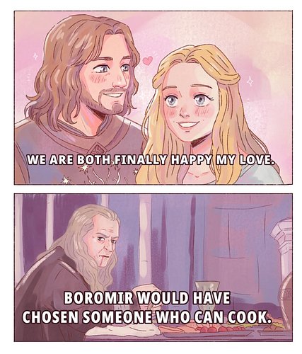 That was just a good excuse for me to draw Faramir and Éowyn fanart 😅 but I also had to draw Denethor🙄😒
The Faramir jokes are...