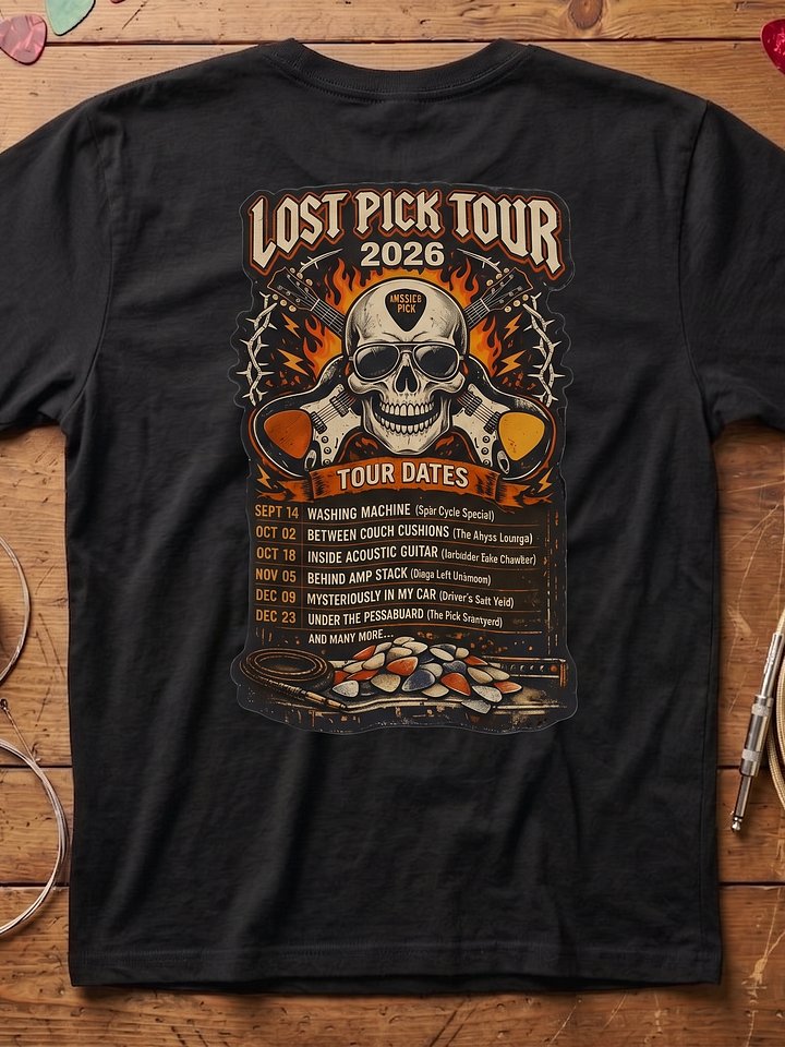 Lost Picks Tour 2026 Tee - Guitar T-Shirt | Funny Guitar T-Shirts product image (1)
