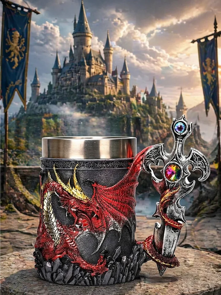 The Armored Kingdom Red Sentinel Dragon Mug-Durable Heavy Design-Detailed Fantasy Mug product image (1)