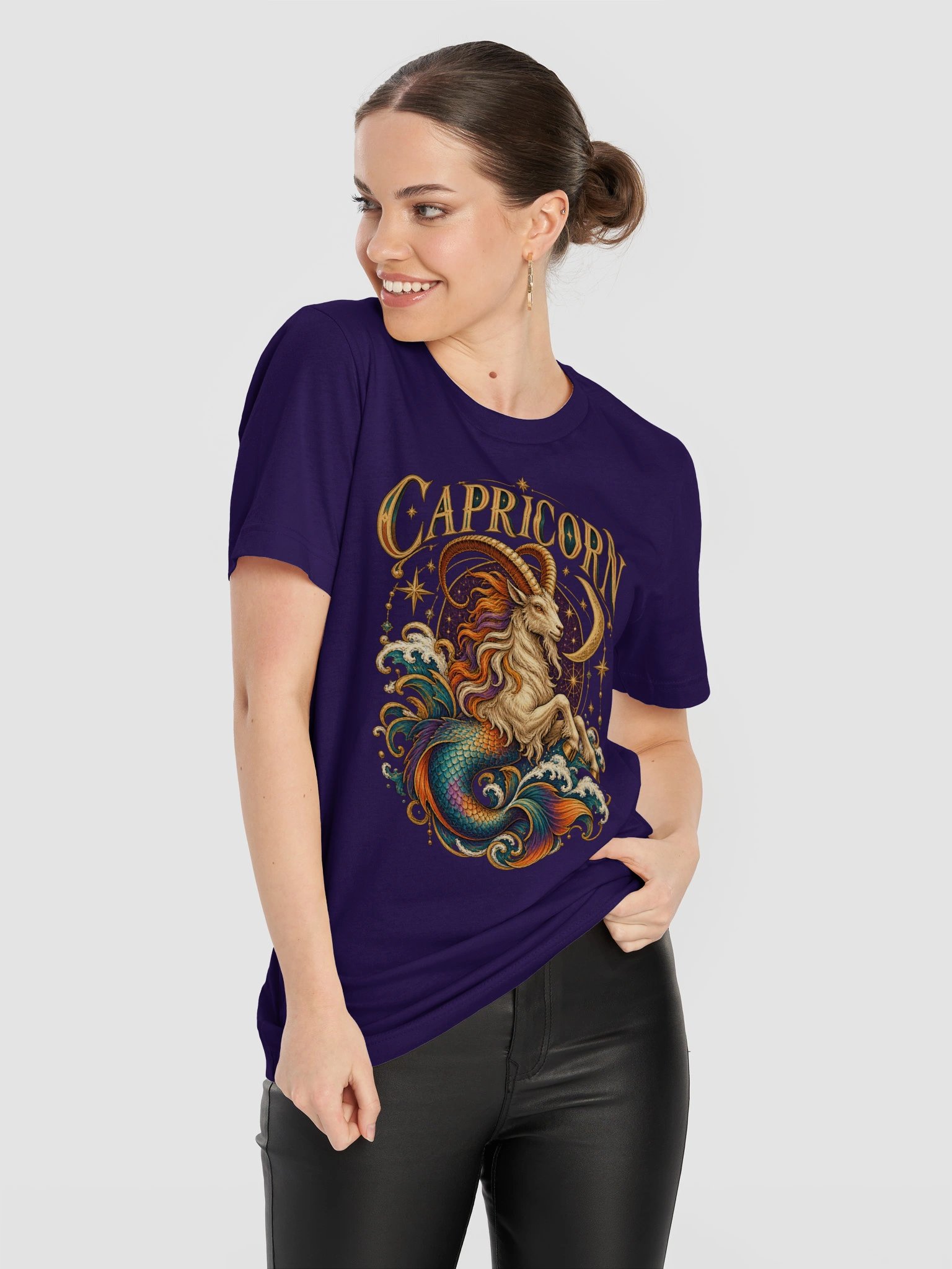Capricorn Zodiac T-Shirt With Mythical Celestial Sea-Goat product image (10)
