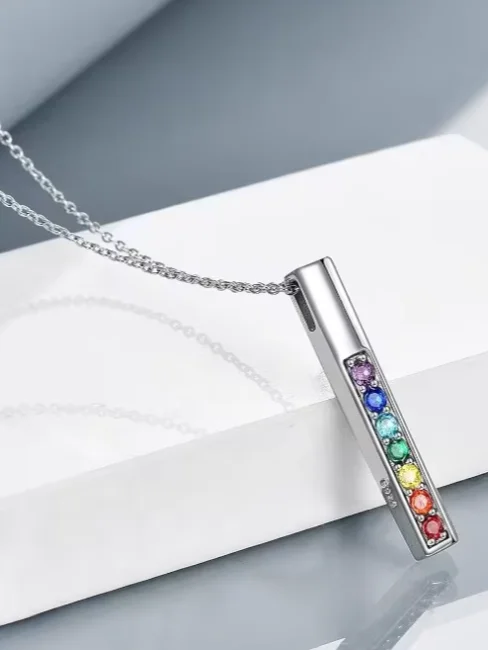 Rainbow Silver Pendant and Necklace product image (1)