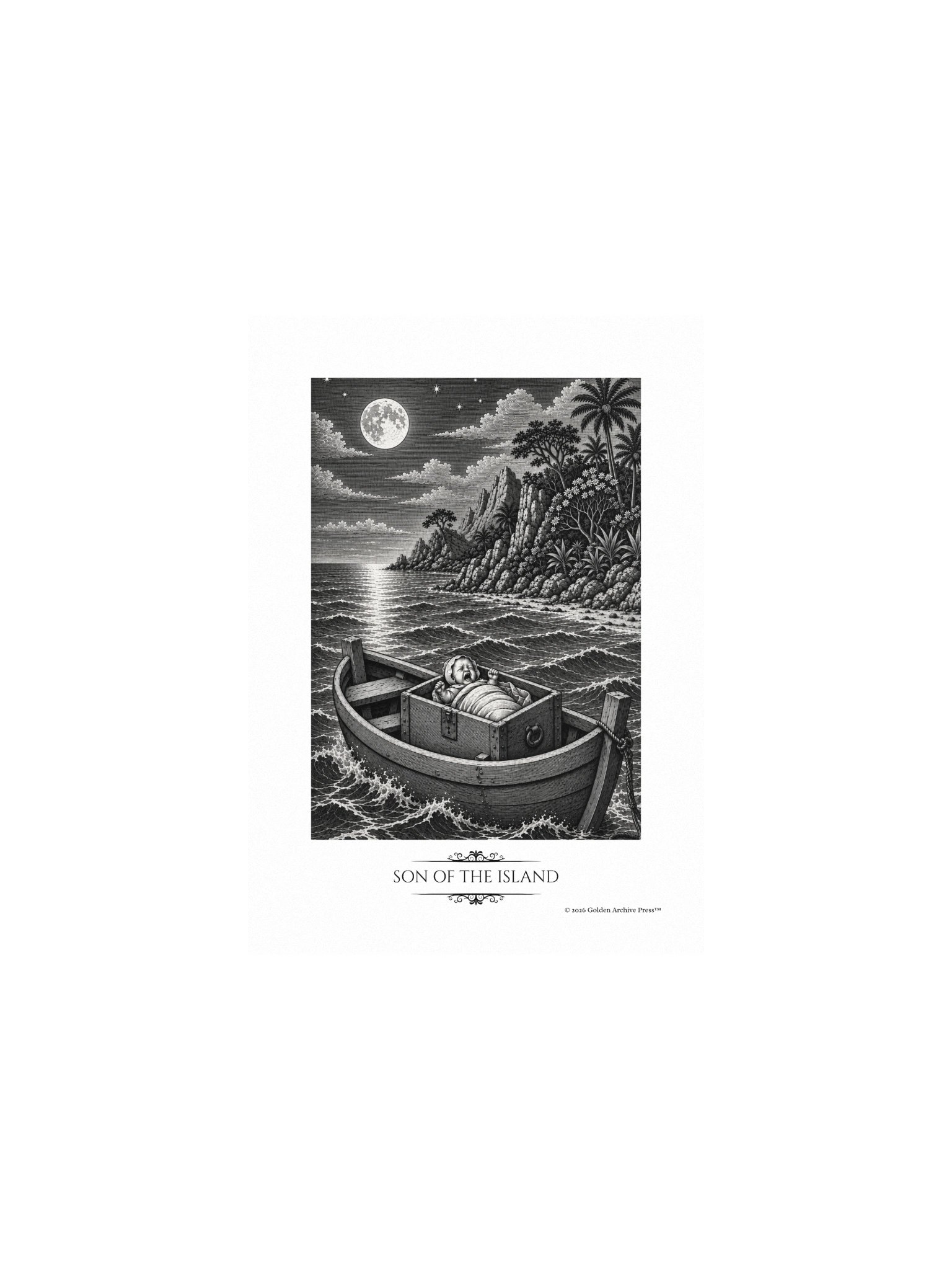 Son of the Island — Engraving Art Print (Baby and Sea) product image (1)