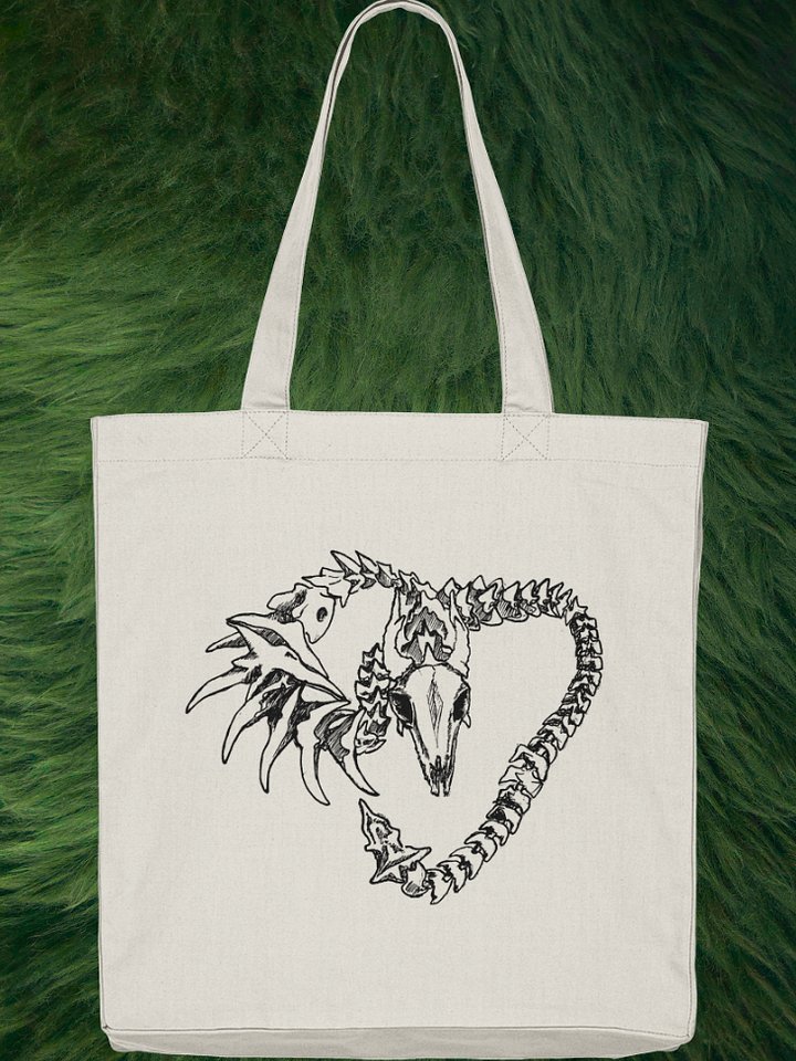 Dragon skeleton bones artwork - recycled cotton Tote bag product image (2)