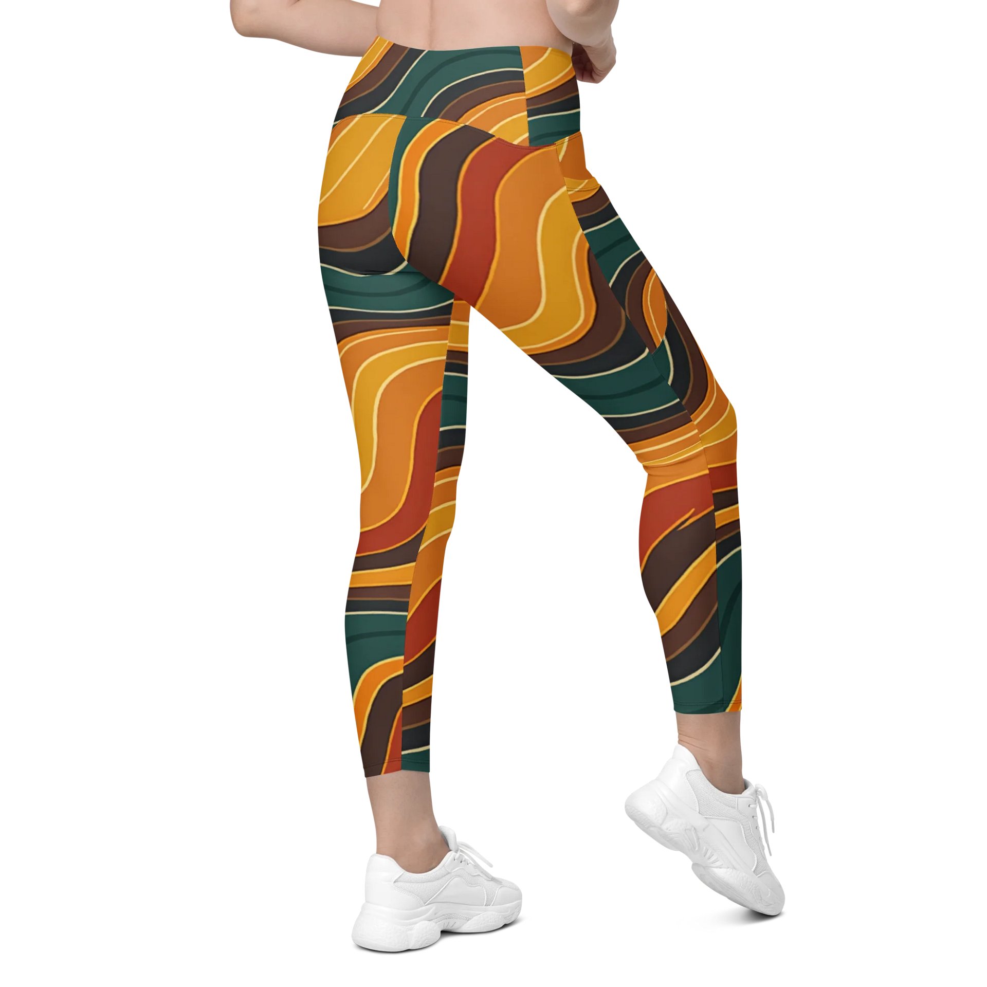 Barry Grady 'Flowing Waves' Crossover Leggings with Pockets product image (9)