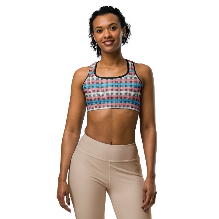 Trans Pride Plaid Sports Bra product image (1)