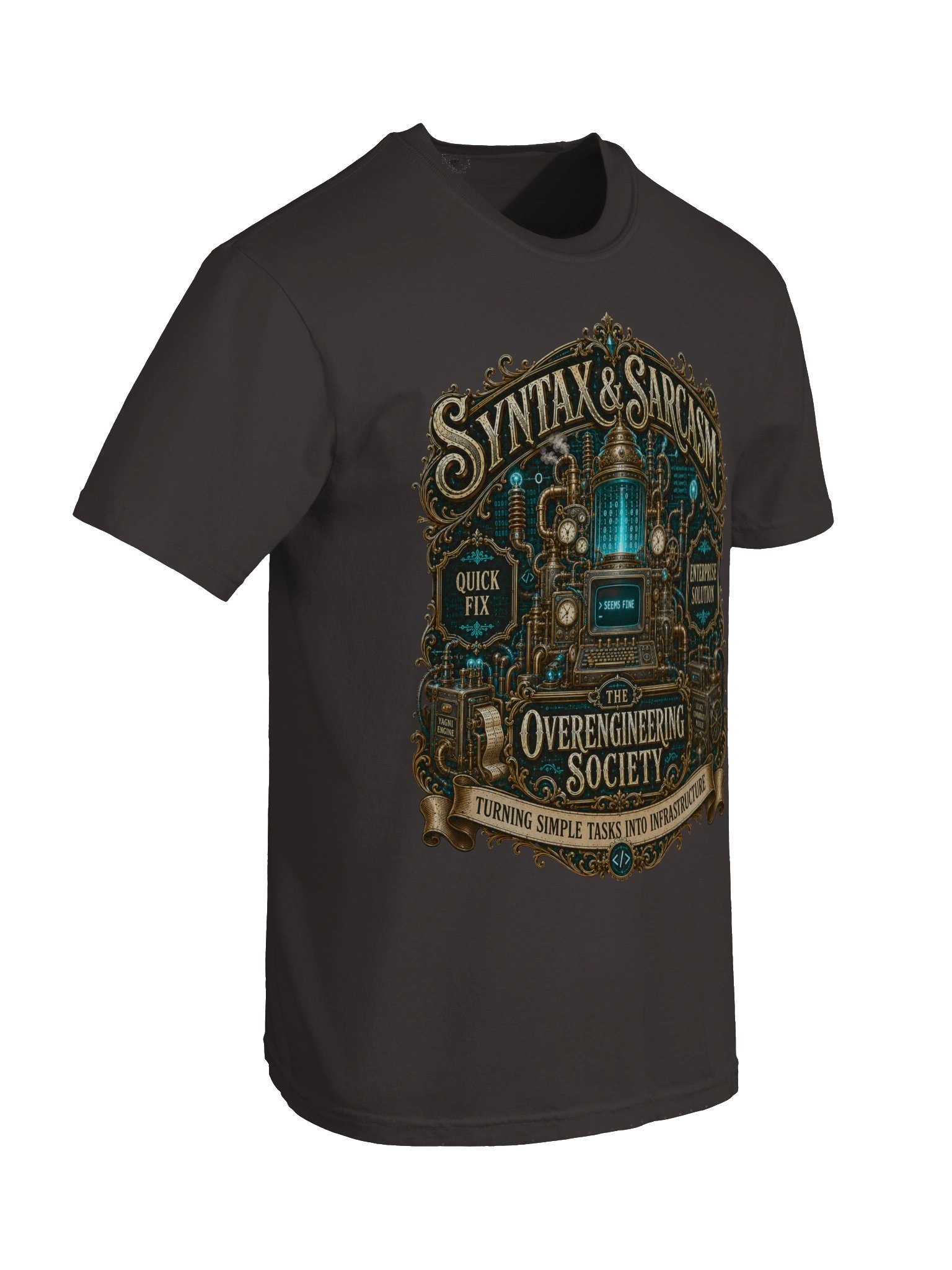 Syntax & Sarcasm Overengineering Society Heavyweight Coding T-Shirt product image (14)
