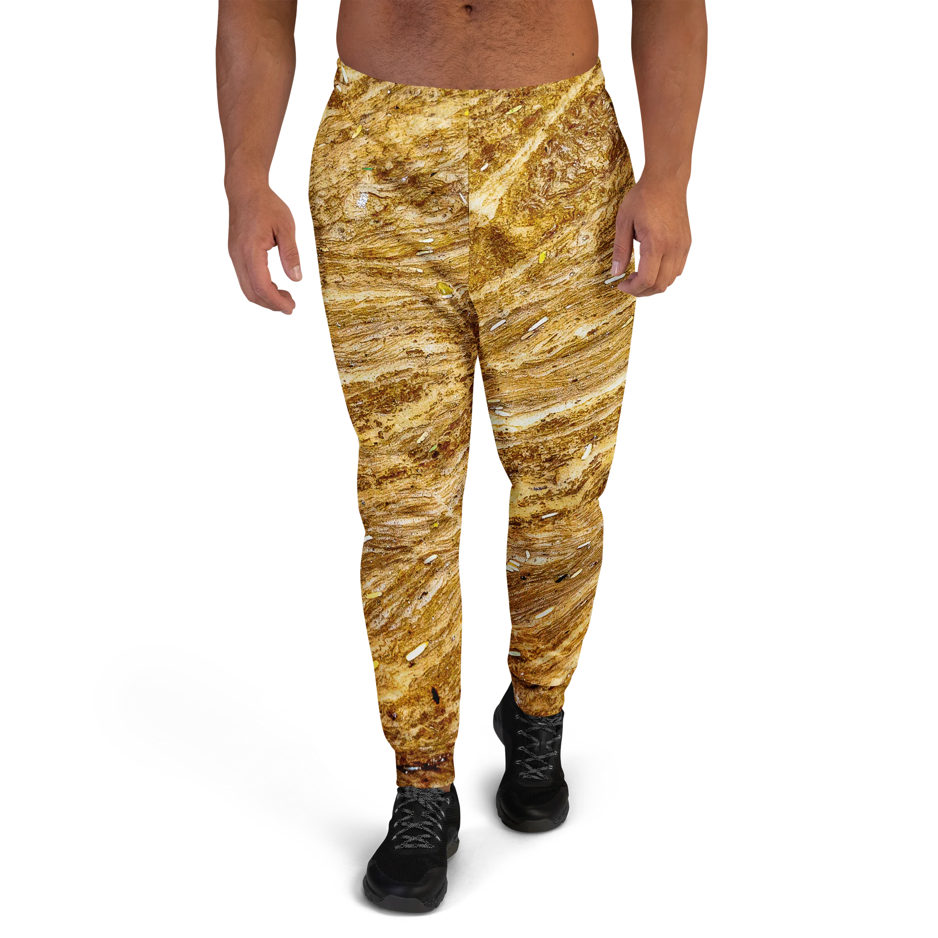 Golden Strata Men's All-Over Print Recycled Layered Amber Joggers product image (2)