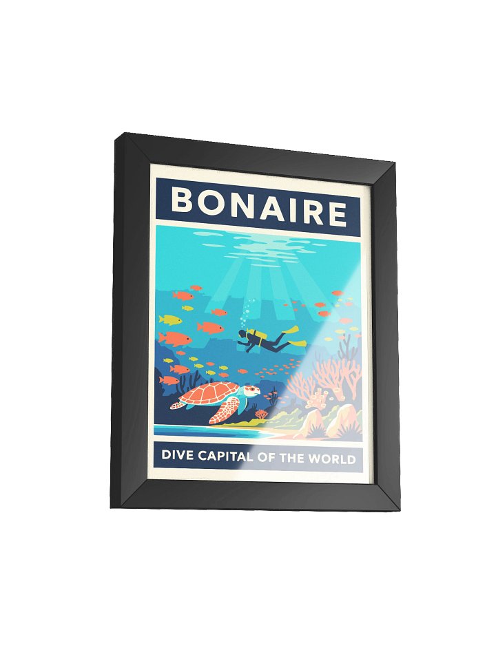 Bonaire Dive Capital of the World Wall Art – Tropical Ocean Scuba Print, Coral Reef & Sea Turtle Travel Poster product image (8)
