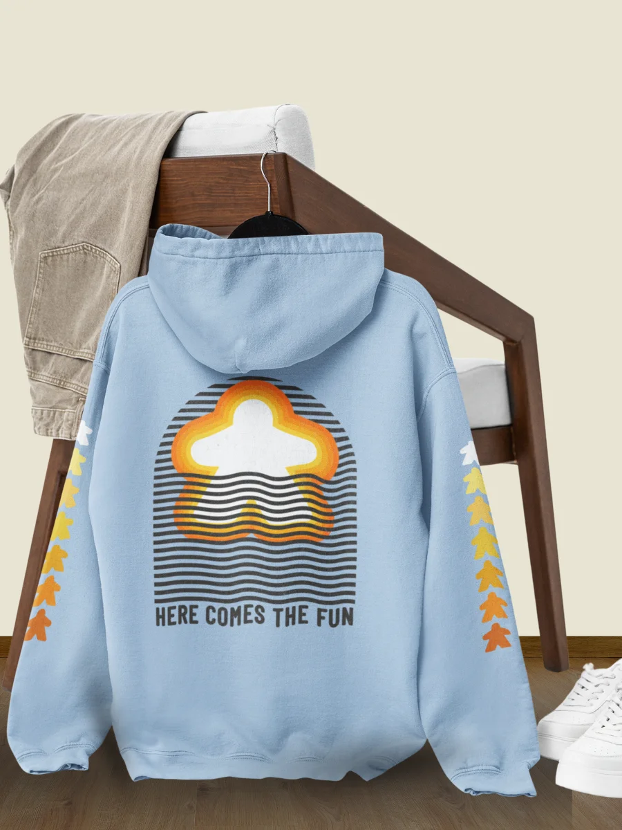 Here Comes the Fun Meeple Hoodie - Light Blue product image (8)