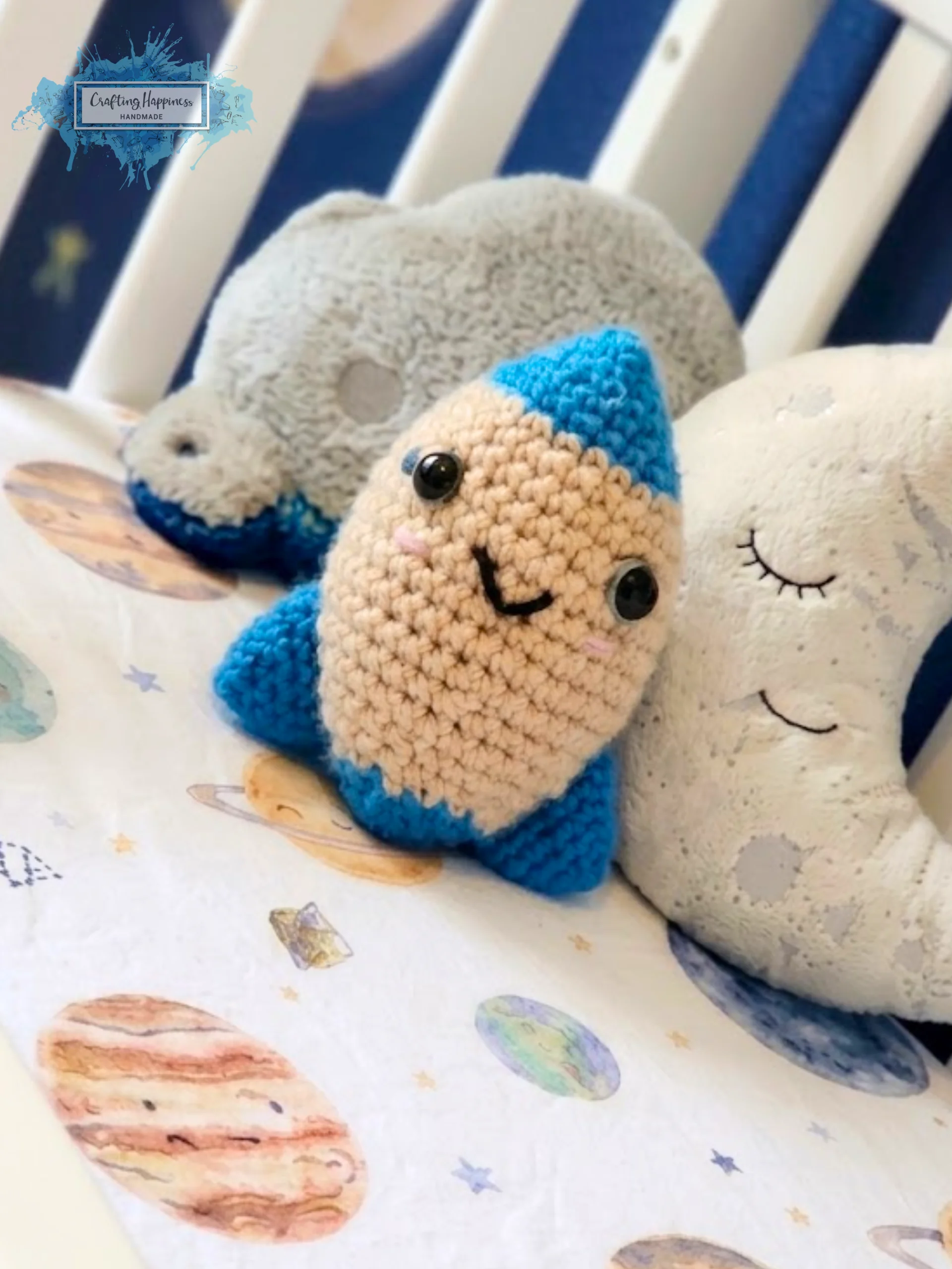 Rocket Plushie Crochet Pattern | Beginner Amigurumi Spaceship Toy, Easy Baby Gift, pdf product image (5)