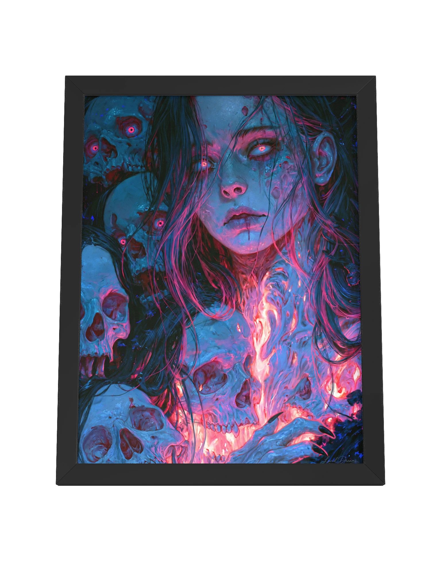 Gothic Woman & Skulls Framed Art Print — Where the Dead Still Dream product image (8)