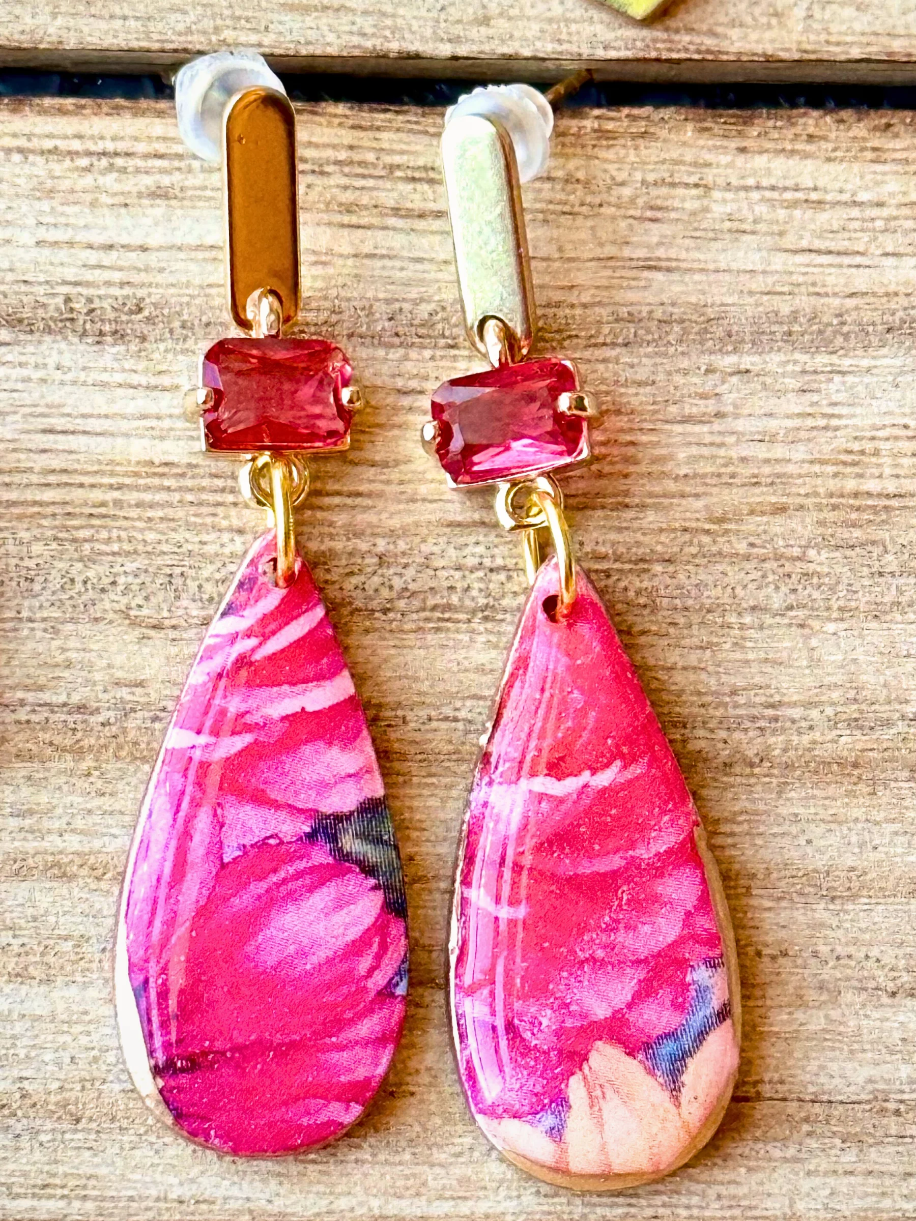 Floral Statement Drop Earrings – Handmade Botanical Clay Dangles product image (7)