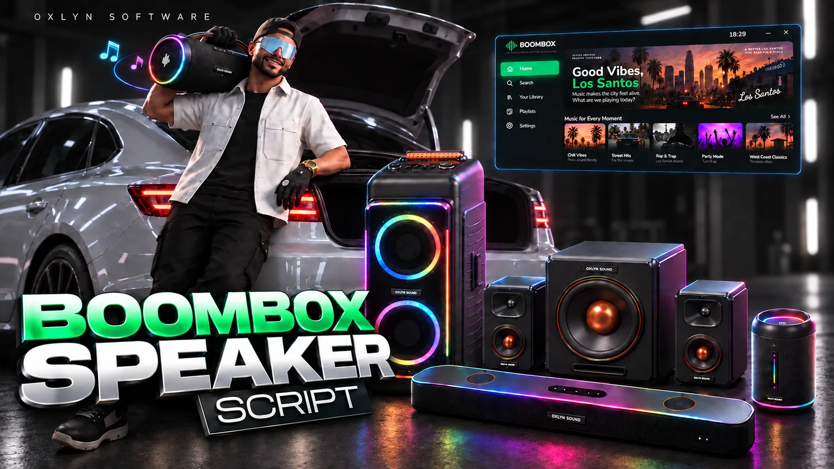 FiveM Boombox Script – 5 Speakers, Car Radio & Real 3D Audio [STANDALONE] product image (1)