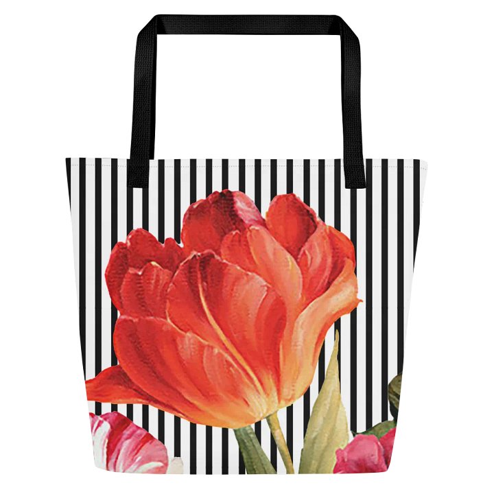Striped Floral Garden Tote Bag product image (2)