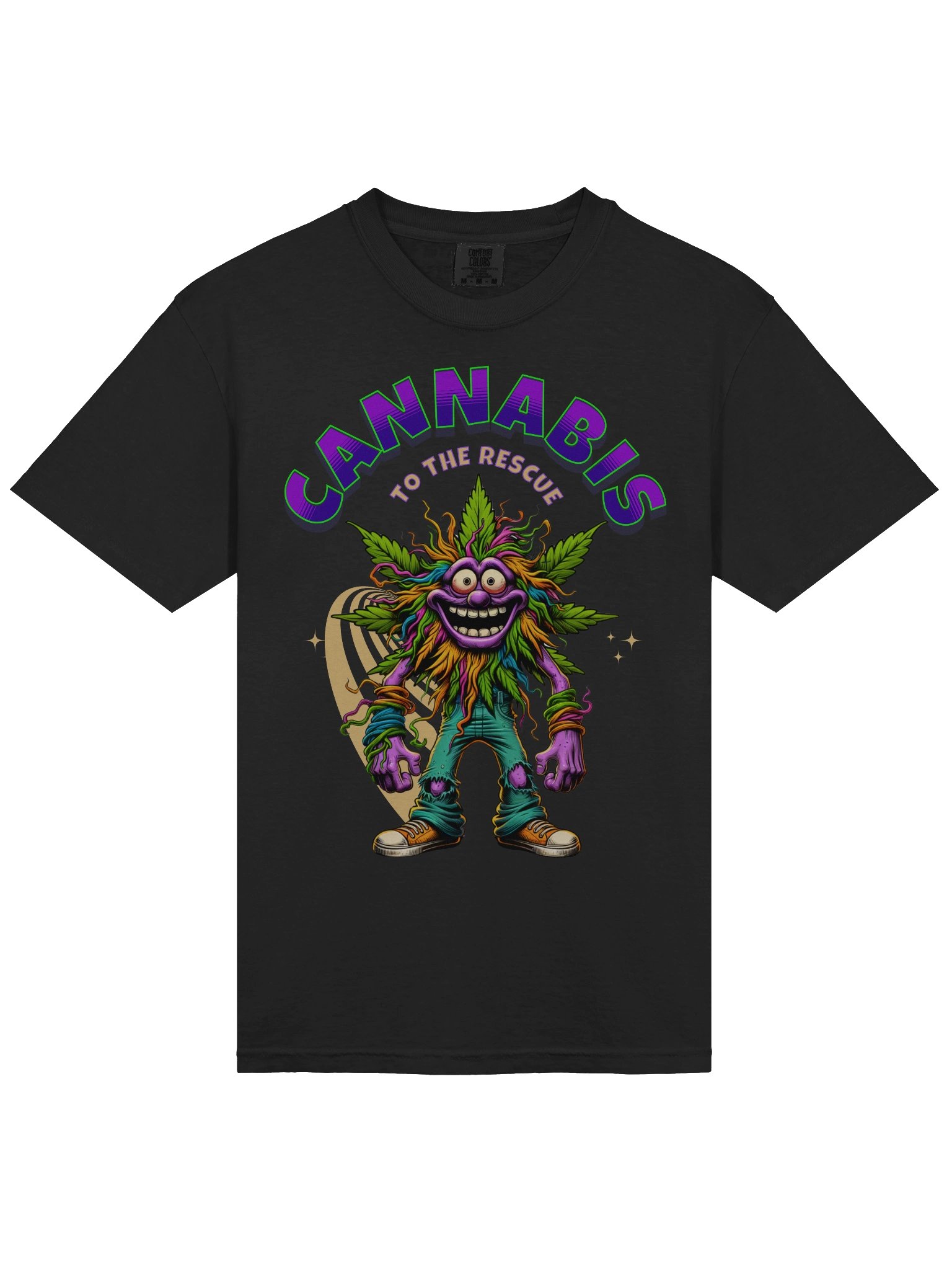 Hairy Bud - To the Rescue - Cannabis Leaf Cartoon Heavyweight T-Shirt product image (9)