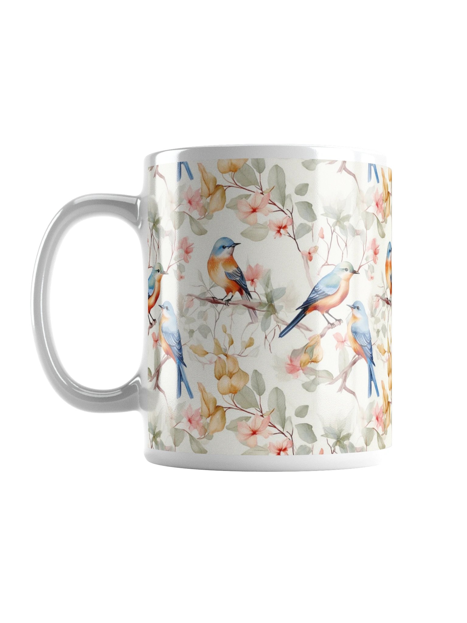 Bluebirds White Glossy Ceramic Mug by Treasure Pie product image (18)