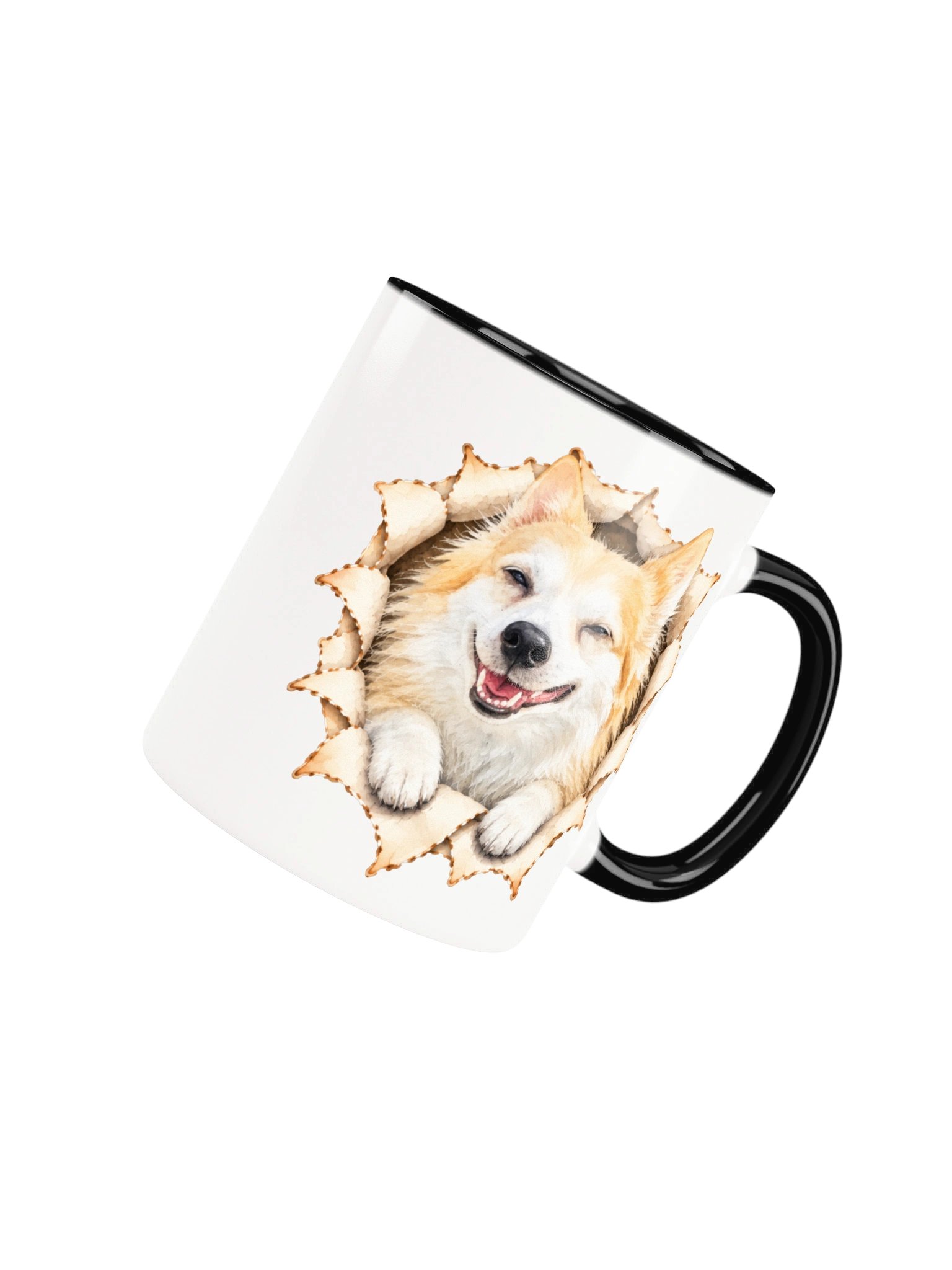 Peekaboo Fluffy White Dog Front and Back Mug product image (27)