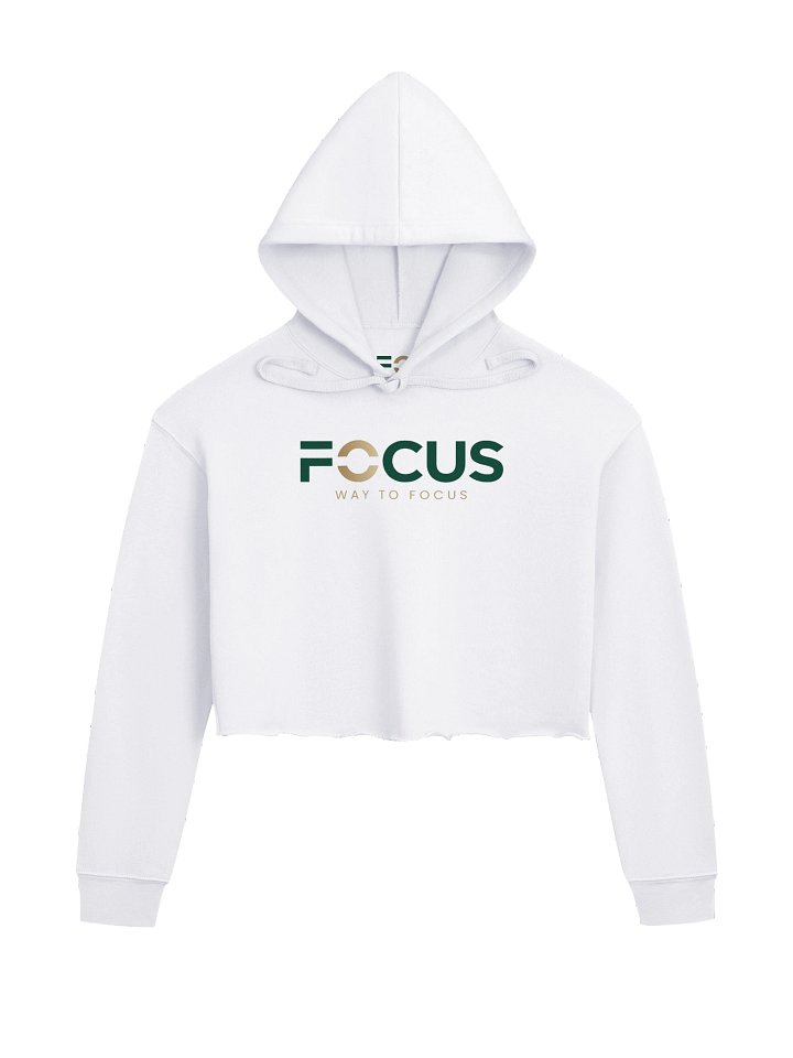 FOCUS Crop Top Hoodie — White product image (1)