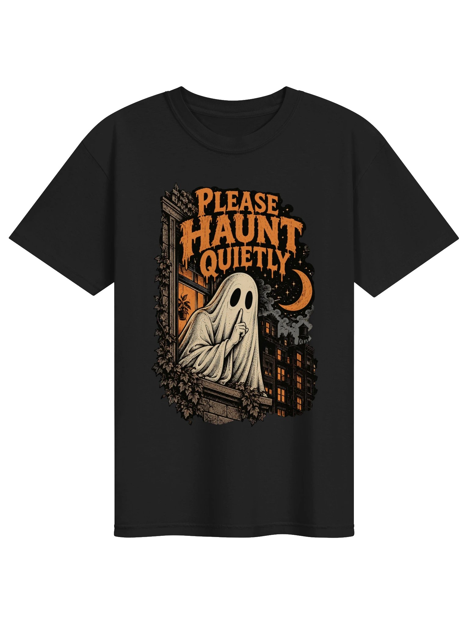 Please Haunt Quietly — Funny Halloween Ghost T-Shirt product image (1)