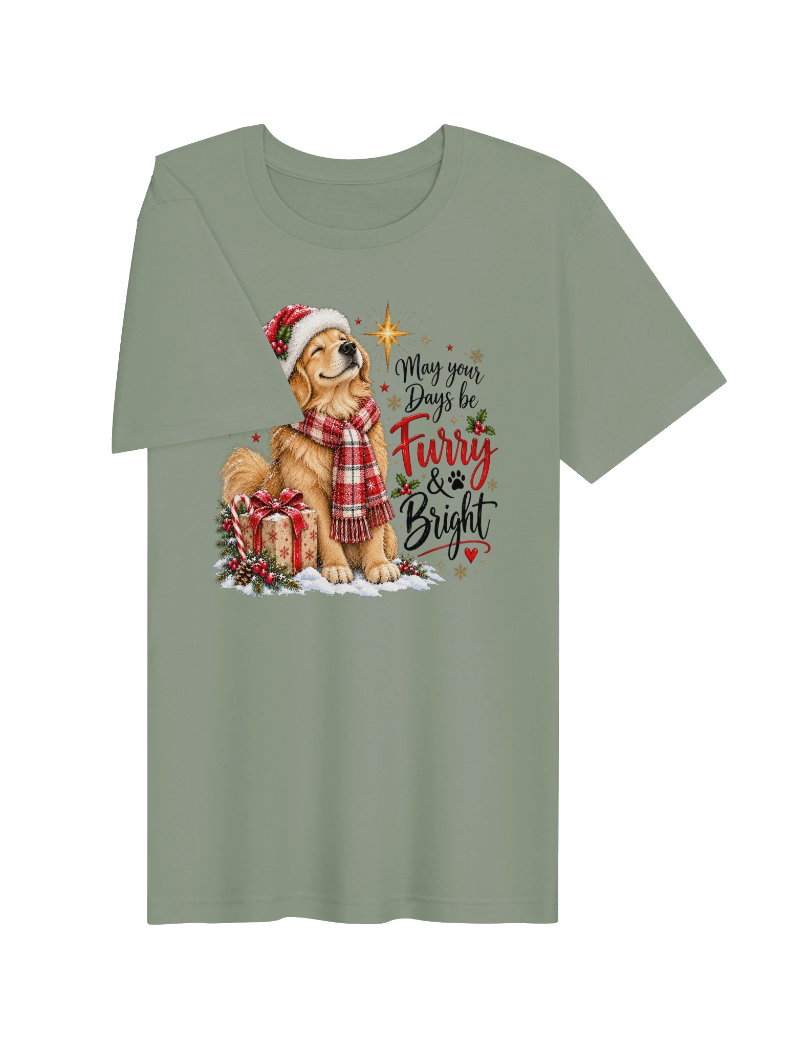 May Your Days Be Furry & Bright T-Shirt | Christmas Dog Lover Tee product image (3)
