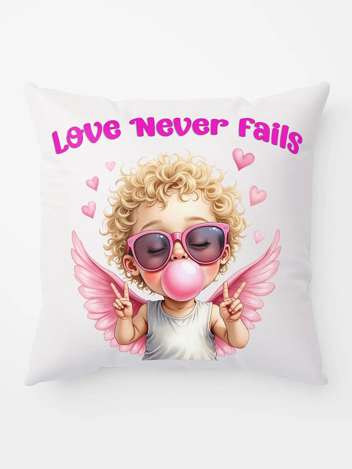 Love Never Fails Valentine Retro Cupid Valentine's Day Pillow product image (1)