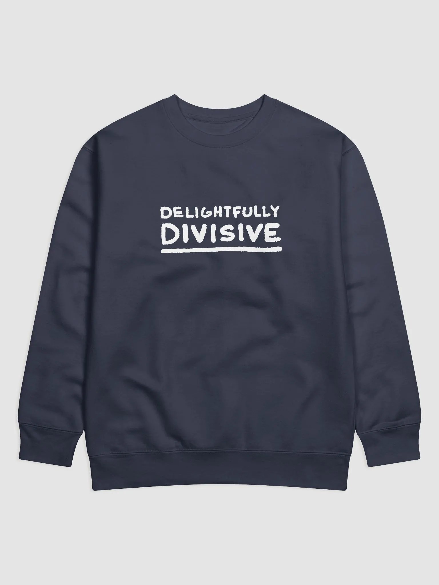 DELIGHTFULLY DIVISIVE (lg. white design) printed cotton crewneck product image (17)