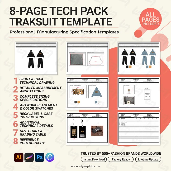 Adobe Illustrator Tech Pack Template product image (2)
