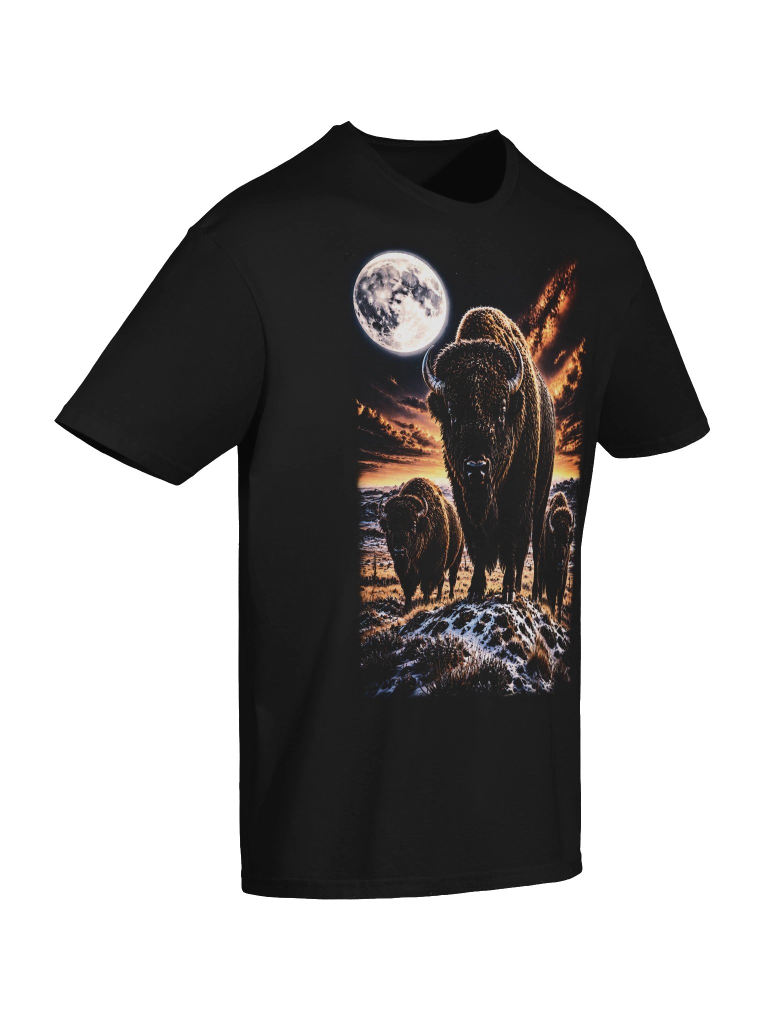 American Bison Howling Moon Tshirt | Legendary Wildlife Shirt product image (5)